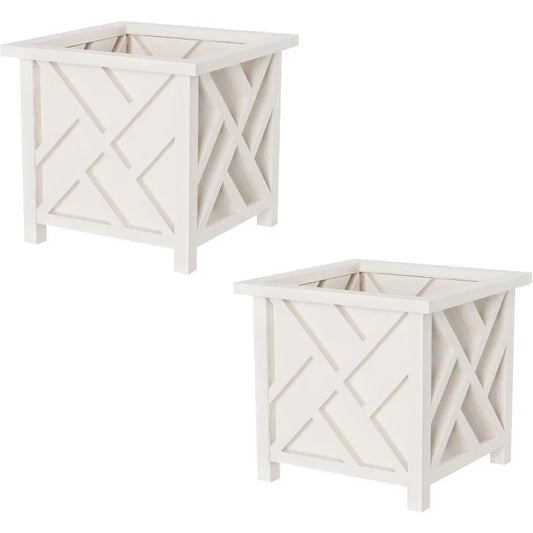 Lattice Design Planter Box 2-Pack for Outdoor Decor - Cheerful Home Finds