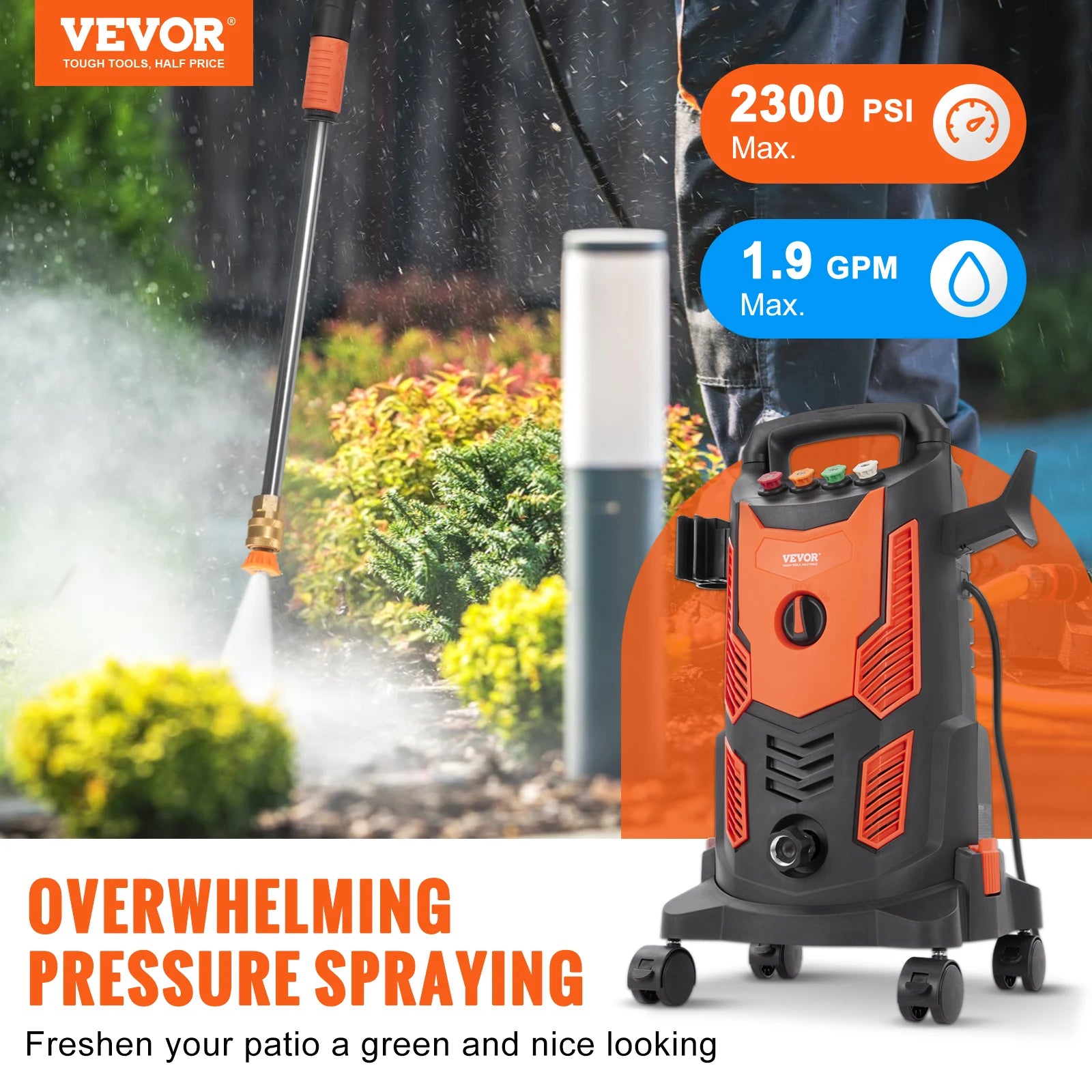 VEVOR Electric Pressure Washer with Quick Connect Nozzles - Cheerful Home Finds