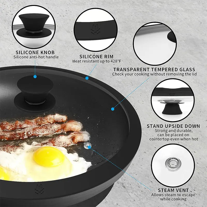 Vented Tempered Glass Universal Lid for Pot Pan Skillet - Cheerful Home Finds