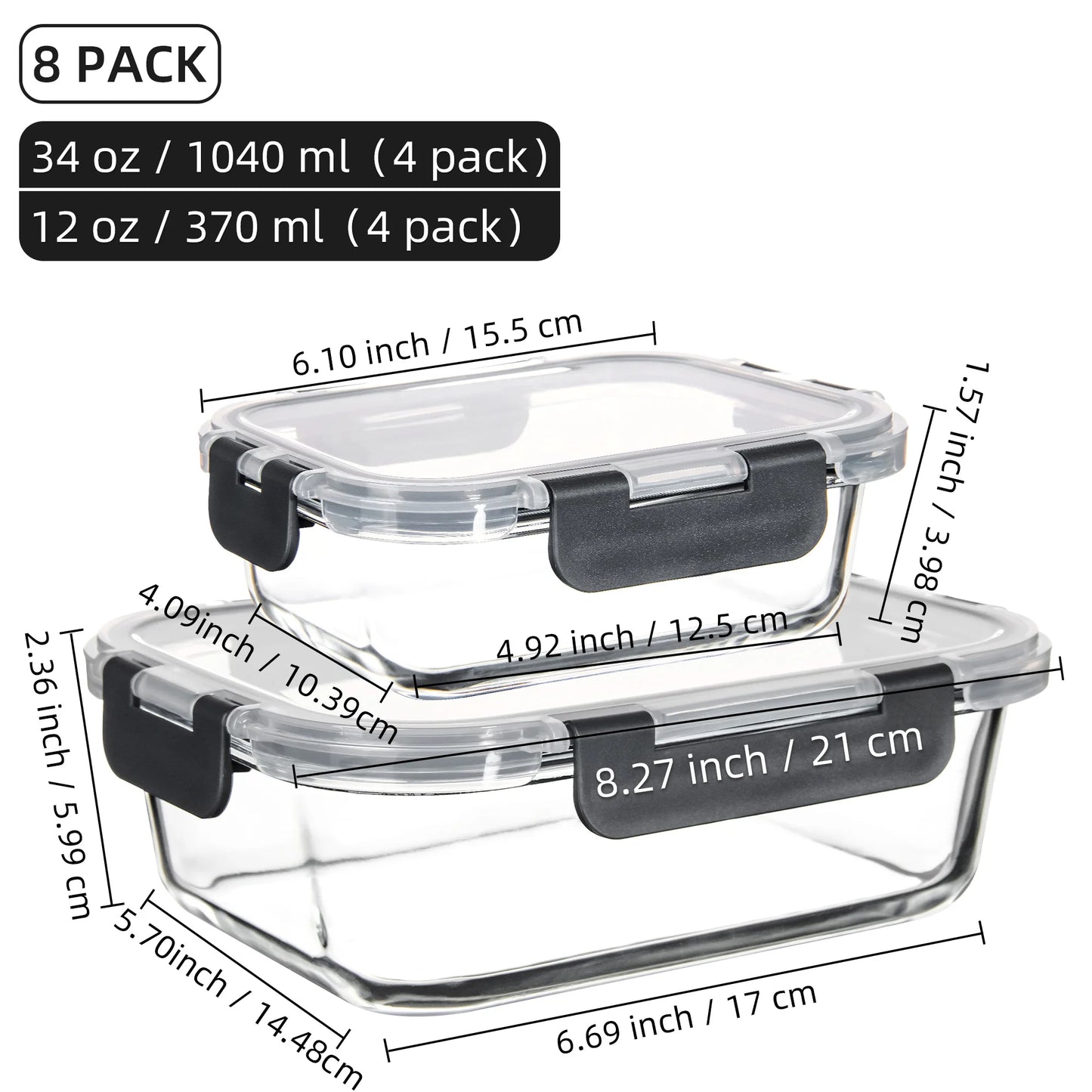 8-Piece Glass Food Storage Containers Set, BPA-Free, Leakproof - Cheerful Home Finds