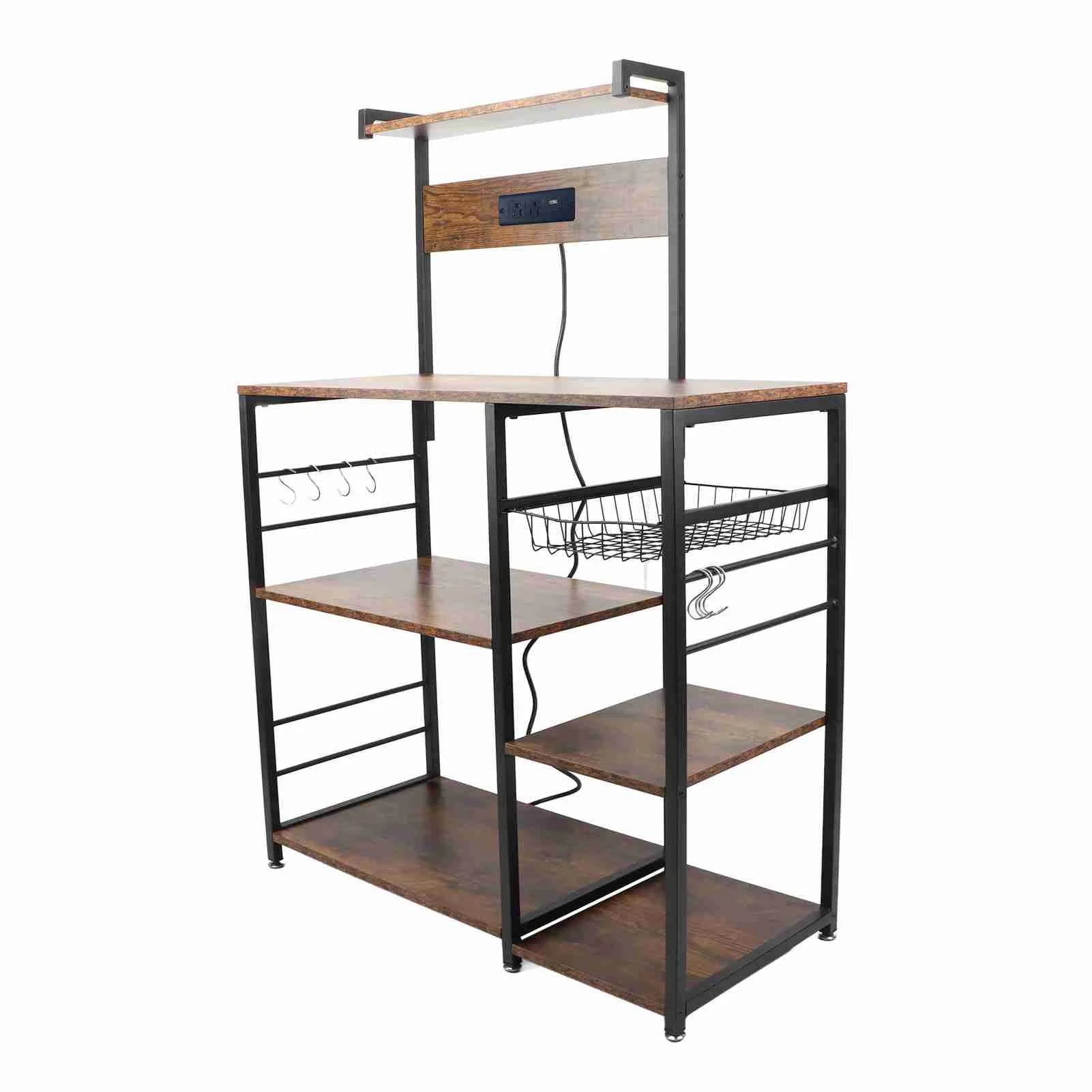 Kitchen Utility Storage Shelf Microwave Oven Stand Coffee Bar Station Rust Resistant Strong Load Bearing Multi Tier for Spices - Cheerful Home Finds