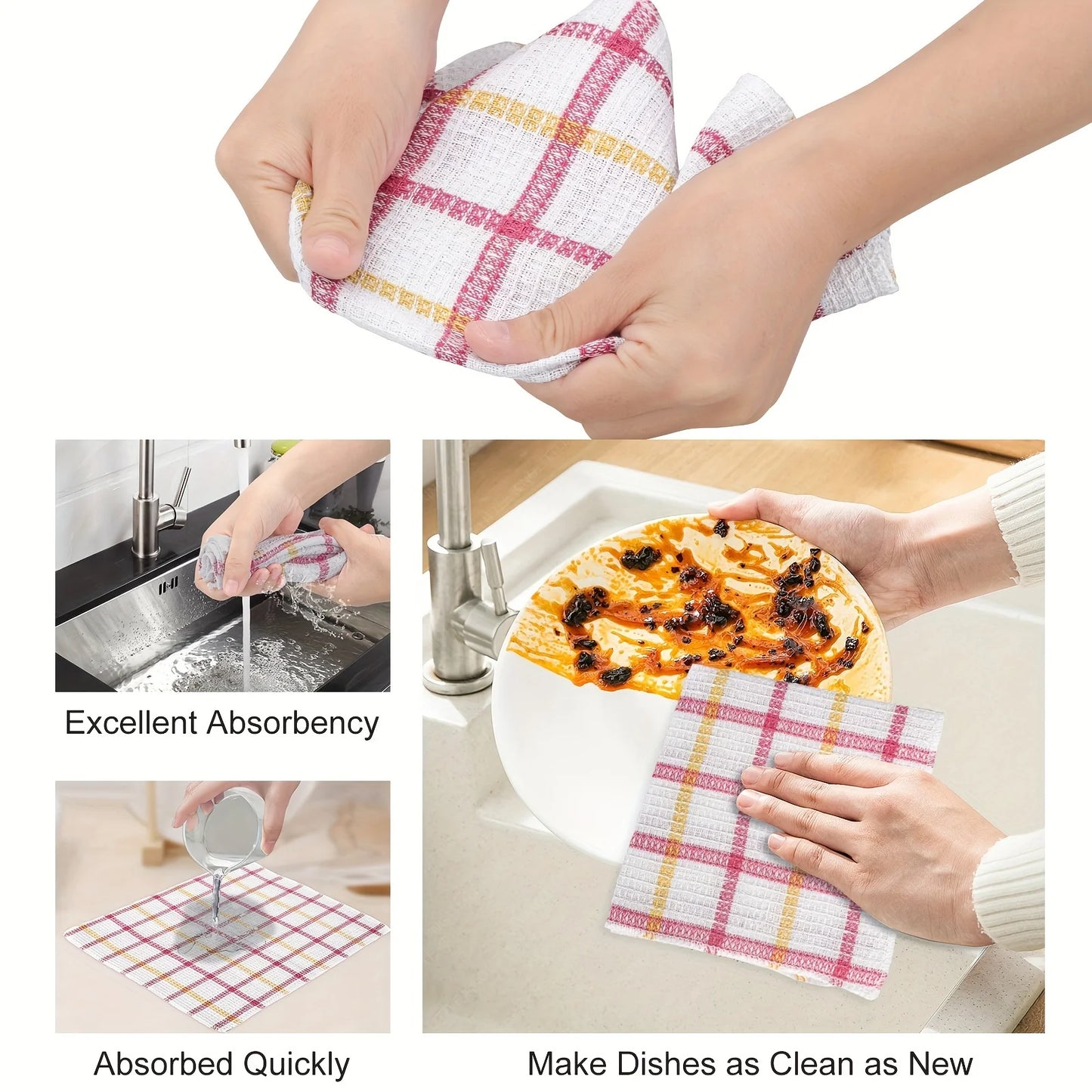12pcs Kitchen Dish Cloths, Soft Absorbent Towel Set - Cheerful Home Finds