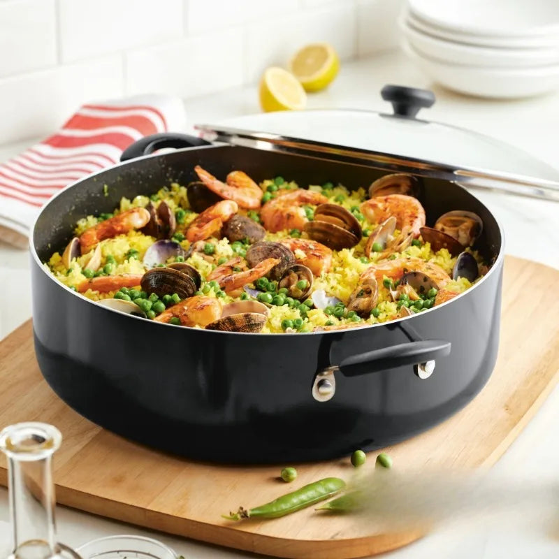 Nonstick Family Pan Jumbo Cooker with Lid 14 Inch Aluminum - Cheerful Home Finds