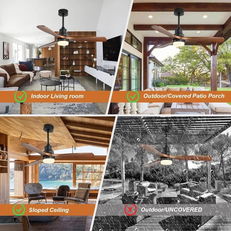 52 Inch Ceiling Fan with Lights Remote Control Noiseless - Cheerful Home Finds