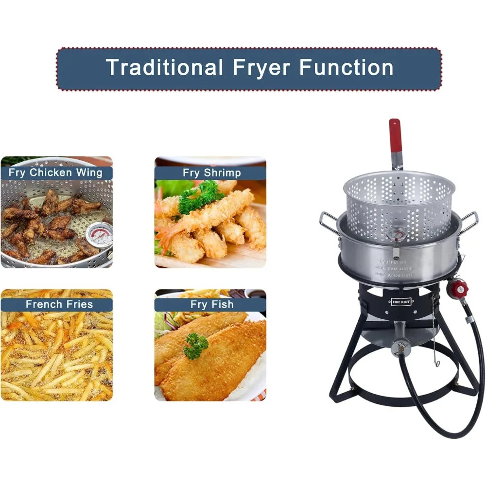 30Qt Turkey Fryer With Basket Outdoor Propane Deep Fryer - Cheerful Home Finds