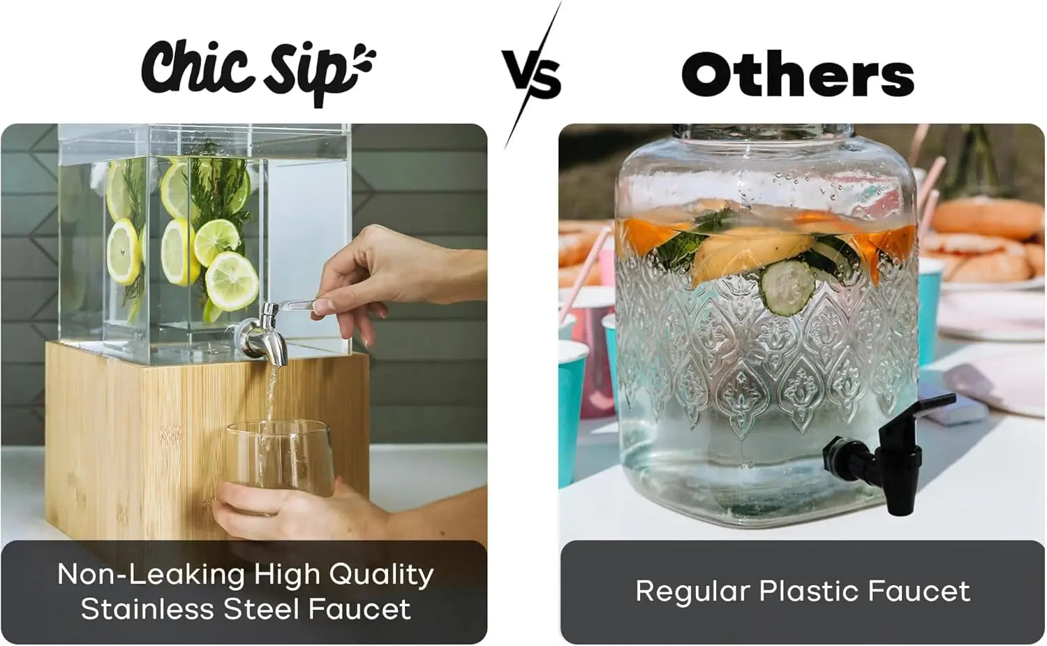 2 Pack Acrylic Beverage Dispenser with Fruit & Herb Infuser - Cheerful Home Finds