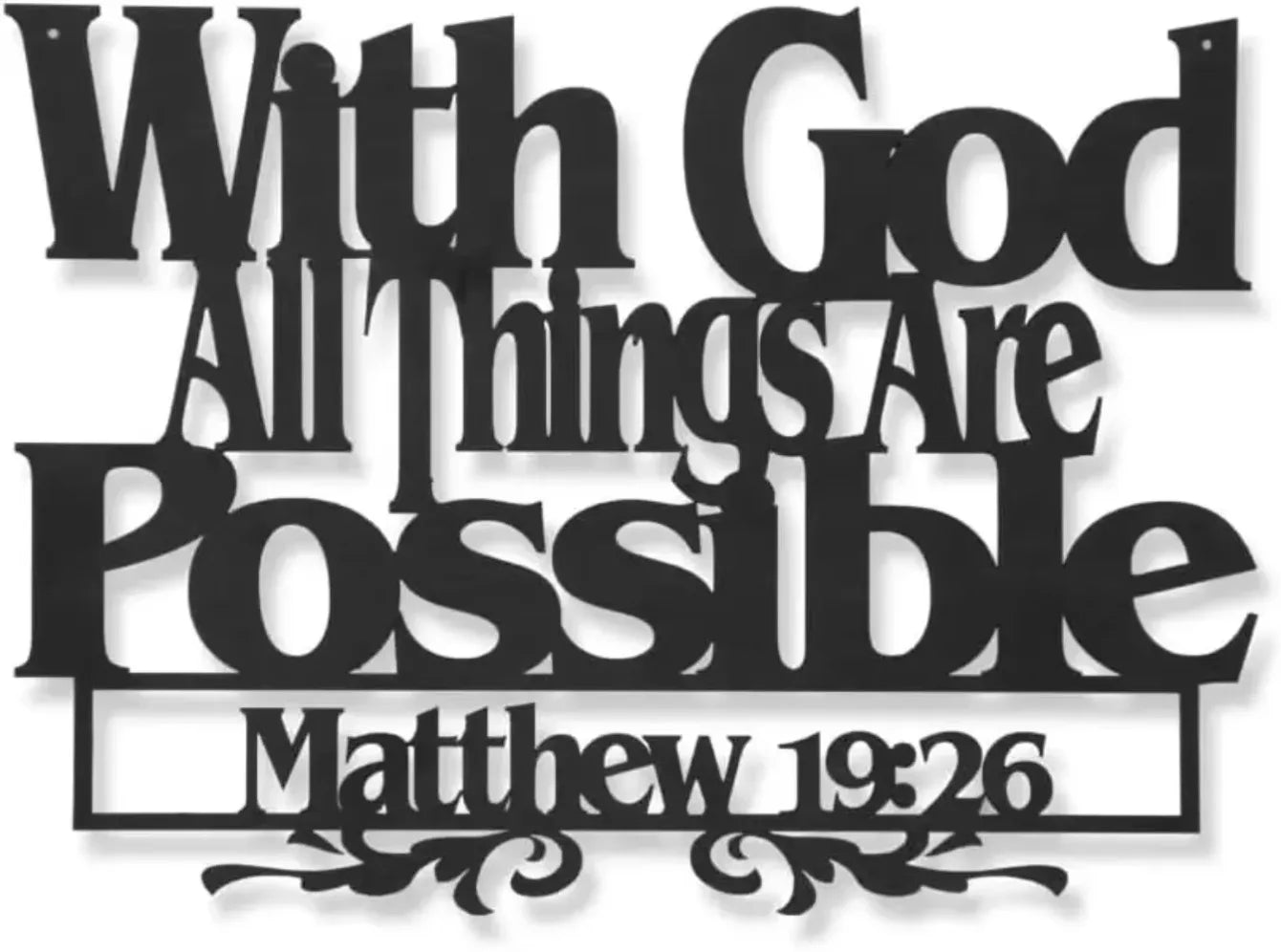 Metal Inspirational Word Art God All Things Are Possible Christian Faith Verse Wall Sign Home Office Church Decor - Cheerful Home Finds