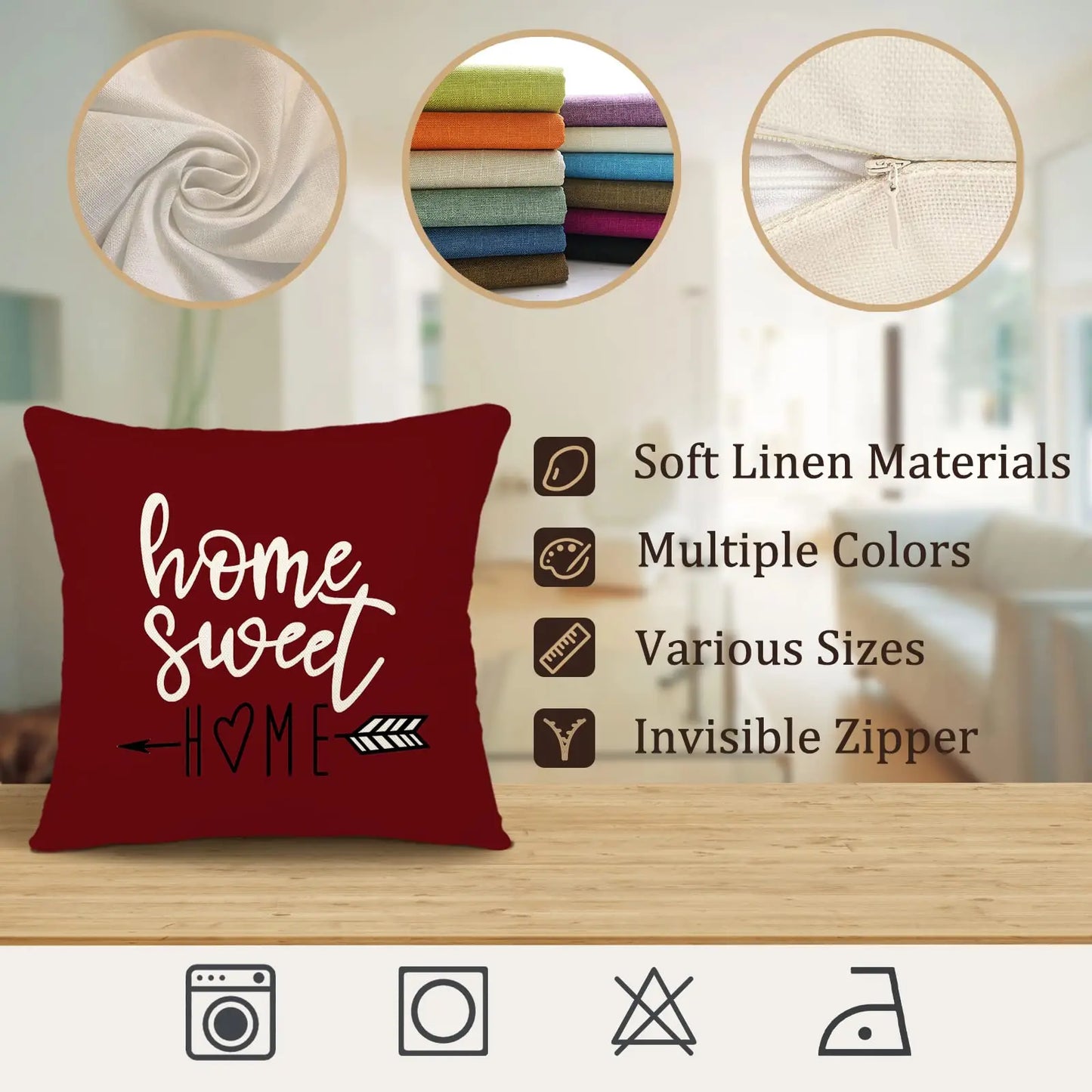 Pillow Covers 18x18 Set of 4, Modern Geometric Linen Case - Cheerful Home Finds