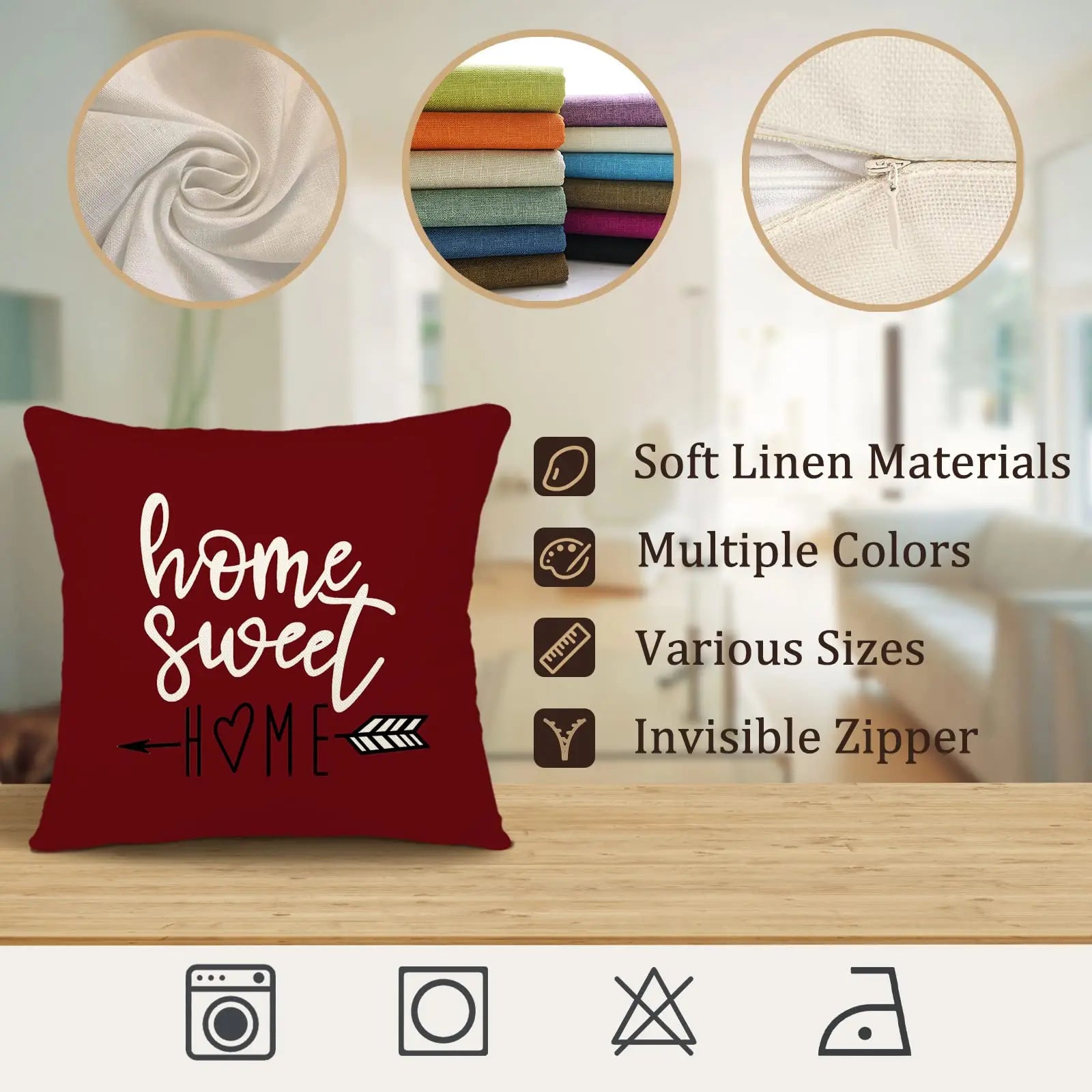 Pillow Covers 18x18 Set of 4, Modern Geometric Linen Case - Cheerful Home Finds