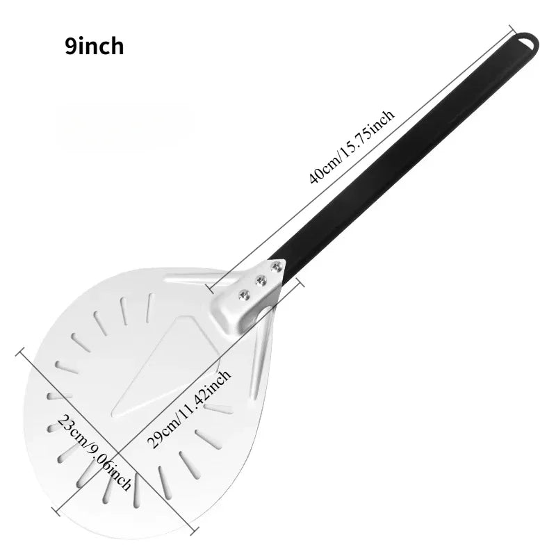 7/9/12/14inch Professional Pizza Spatula Paddle Perforated Aluminum Metal Pizza Turning Peel - Cheerful Home Finds