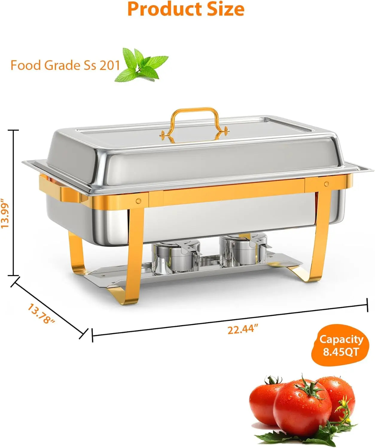Chafing Dish Buffet Set, 8QT Stainless Steel Food Warmers - Cheerful Home Finds