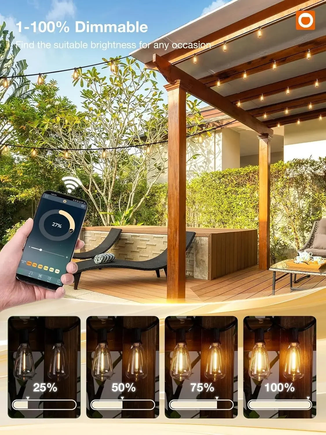 150FT LED Outdoor String Lights Waterproof Shatterproof Bulbs - Cheerful Home Finds