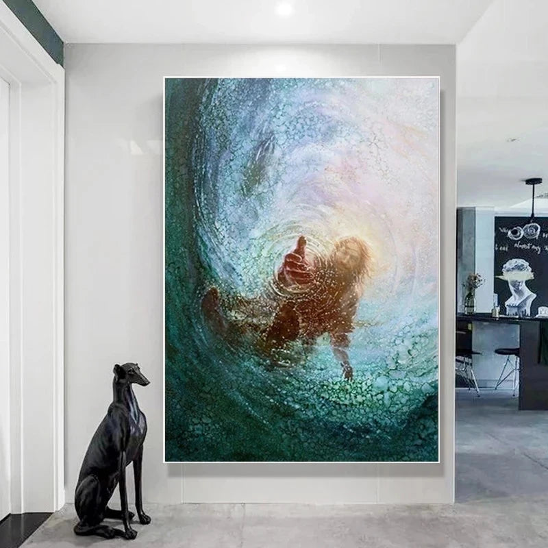 The Hand of God Jesus Canvas Painting Christian Wall Art Give Me Your Hand Home Decor Vertical Rectangle Modern Style - Cheerful Home Finds