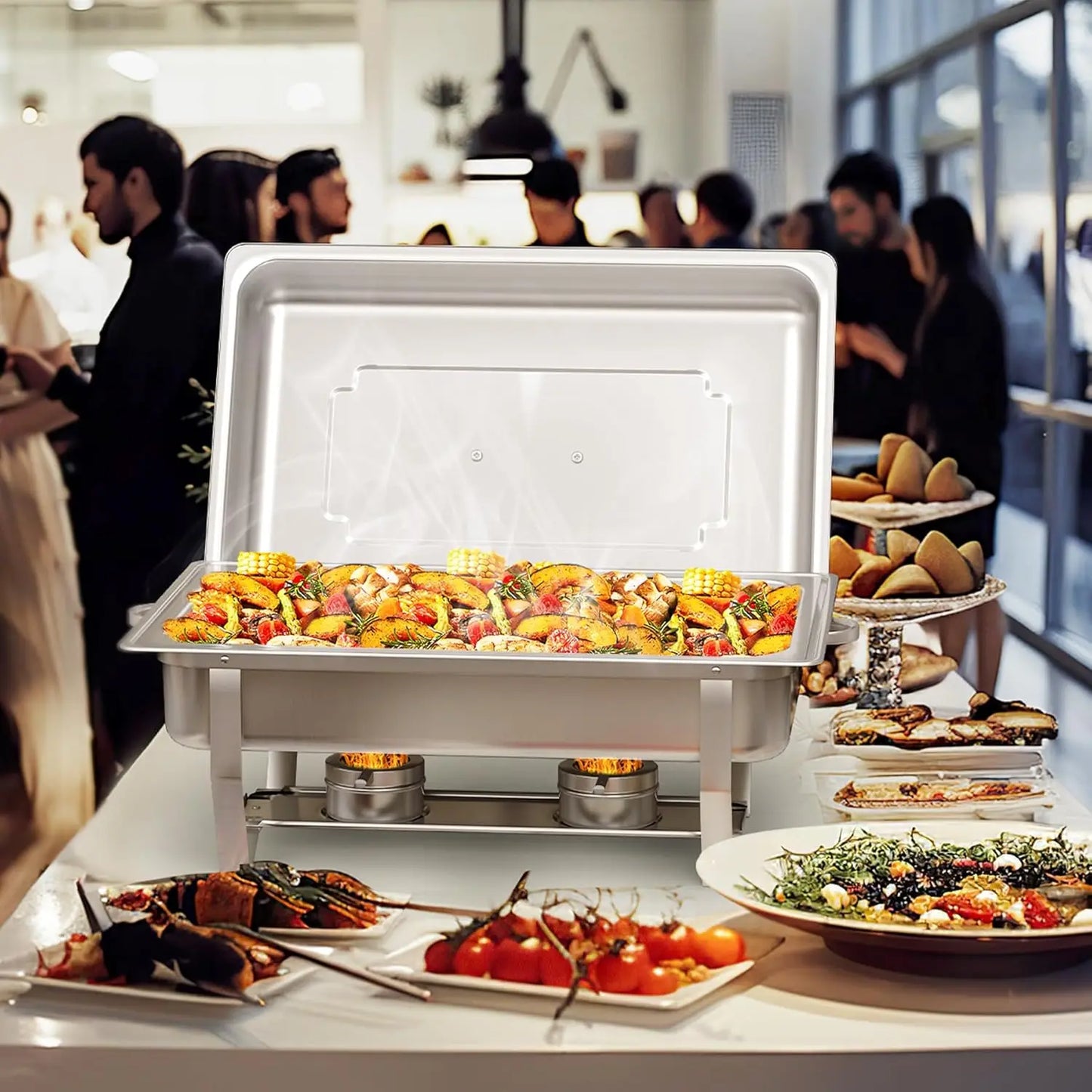 2/4/6 Pack 8QT Chafing Dish Buffet Set Stainless Steel Food Warmer Kit - Cheerful Home Finds