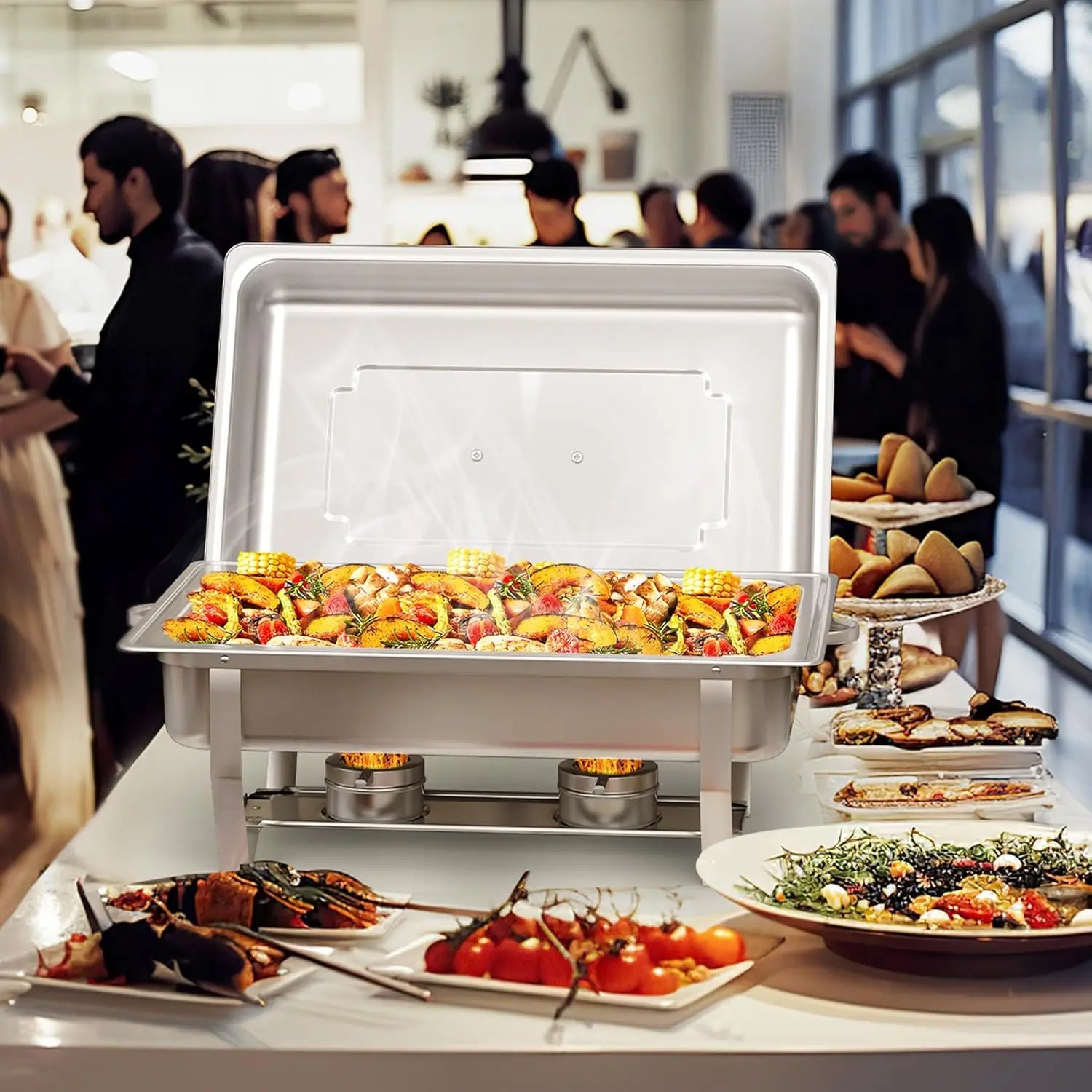 2/4/6 Pack 8QT Chafing Dish Buffet Set Stainless Steel Food Warmer Kit - Cheerful Home Finds