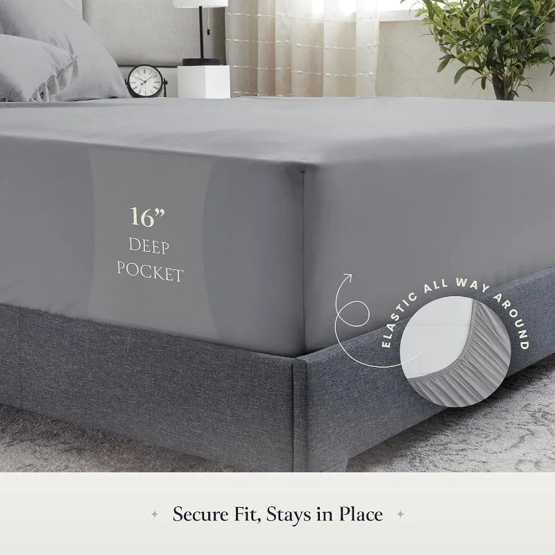 Luxury 6 Piece Queen Size Bed Sheets Set Breathable Hotel Quality Wrinkle Free Microfiber Fabric - Cheerful Home Finds