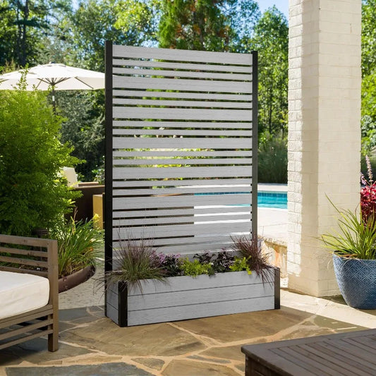 6ft H x 3.8ft W x 1ft L Freestanding Enclo Florence Ash Color Patio Privacy Screen with Planter Box - Cheerful Home Finds