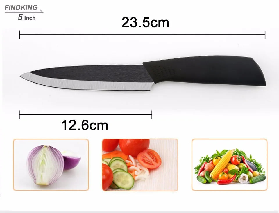 Findking Black Blade Kitchen Ceramic Knife Set 3 4 5 6 Inch Peeler Acrylic Holder - Cheerful Home Finds