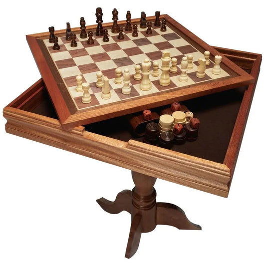 3-in-1 Multipurpose Wooden Game Table Chess Checkers Backgammon - Cheerful Home Finds
