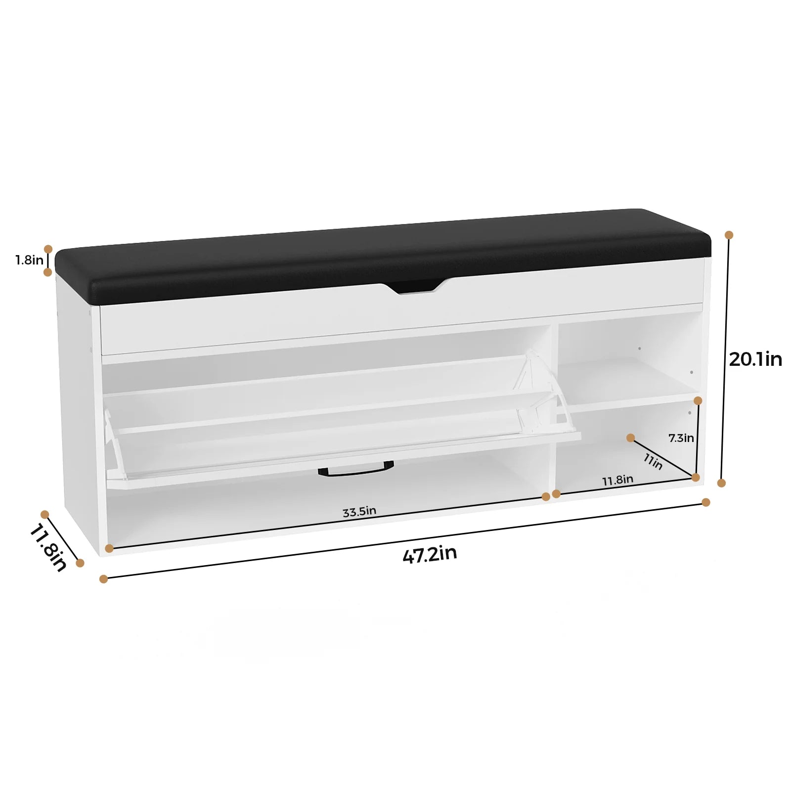 VOWNER Shoe Bench Cabinet with 1 Flip Drawers and 2 Compartments - Cheerful Home Finds