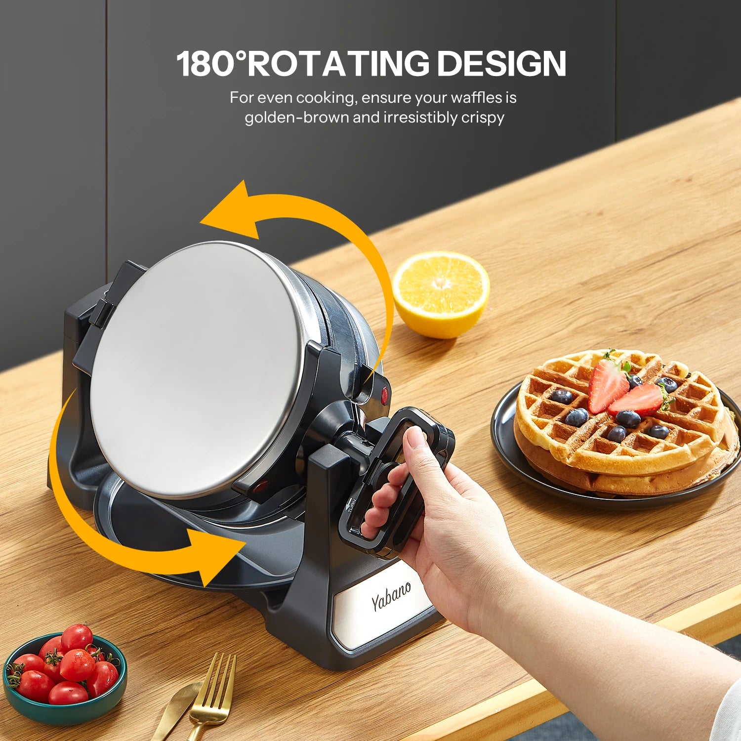 Belgian Waffle Maker Classic Rotating Iron Nonstick Plates - Cheerful Home Finds