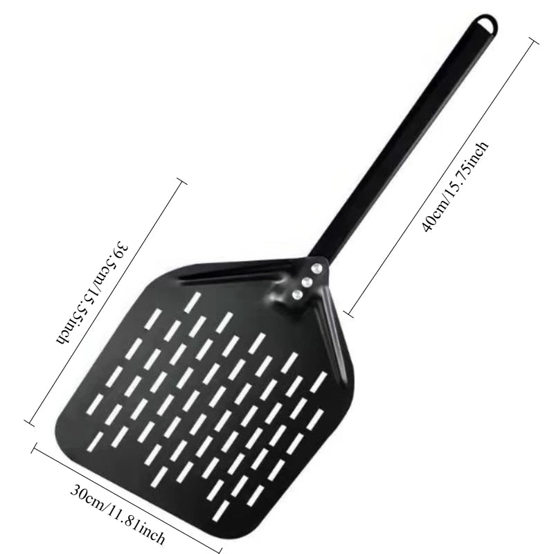 7/9/12/14inch Professional Pizza Spatula Paddle Perforated Aluminum Metal Pizza Turning Peel - Cheerful Home Finds
