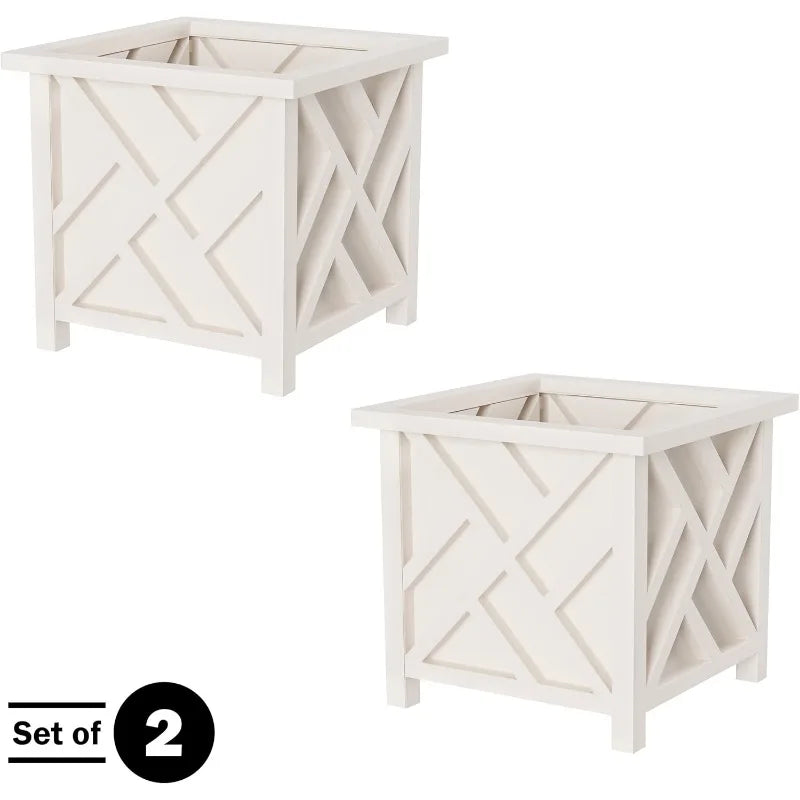 Lattice Design Planter Box 2-Pack for Outdoor Decor - Cheerful Home Finds