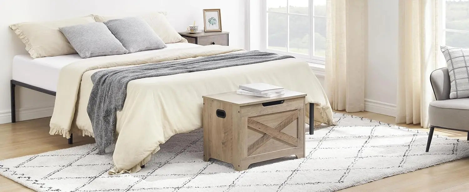 Storage Bench Storage Chest with 2 Safety Hinges Liftable Top - Cheerful Home Finds