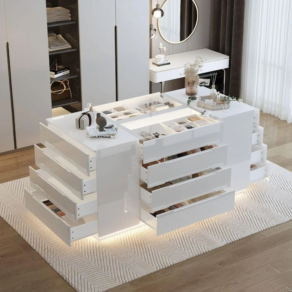 Armoire Bedroom Island Wardrobe Closet with 16 Drawers - Cheerful Home Finds