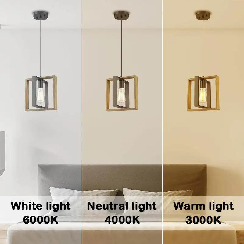 Vintage Industrial Style 4-Head Pendant Light Solid Wood Iron Hanging Lamps for Dining Room and Restaurant Lighting Fixture