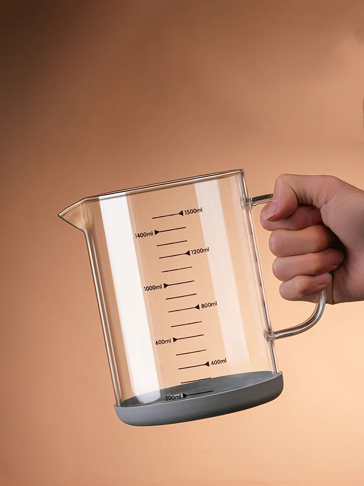 YWDL 1/1.5L Glass Measuring Cup With Handle Large Capacity - Cheerful Home Finds
