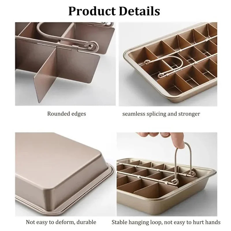Non Stick Brownie Pan with Dividers Carbon Steel Bakeware - Cheerful Home Finds