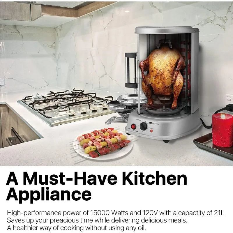 Flexzion Vertical Rotisserie Oven Grill Countertop Shawarma Machine - Cheerful Home Finds