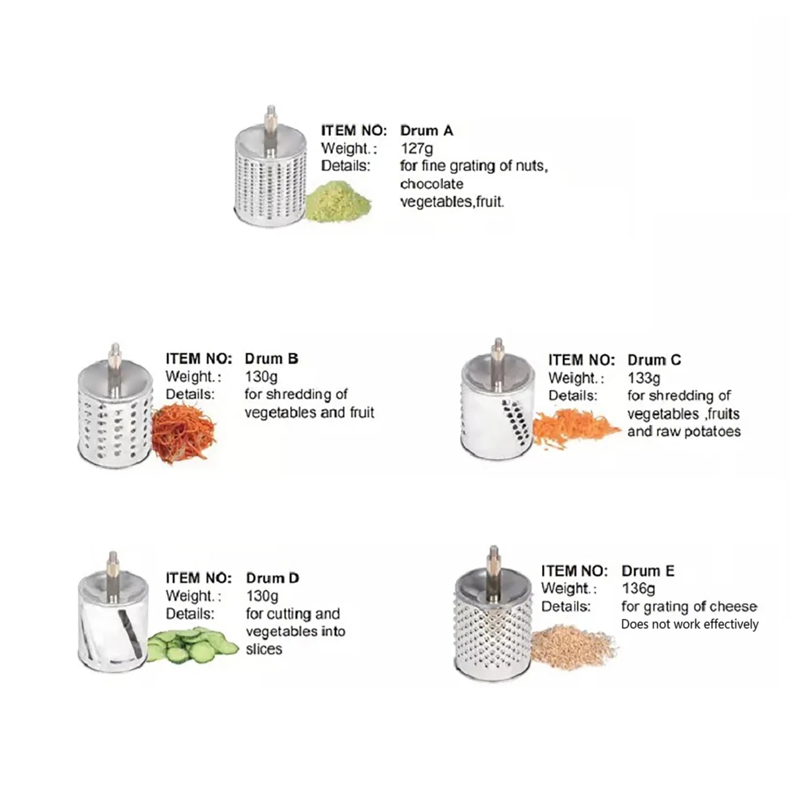 Stainless Steel Rotary Vegetable Cheese Grater Potato Slicer Handheld Grater with 5 Blades Dishwasher Safe - Cheerful Home Finds