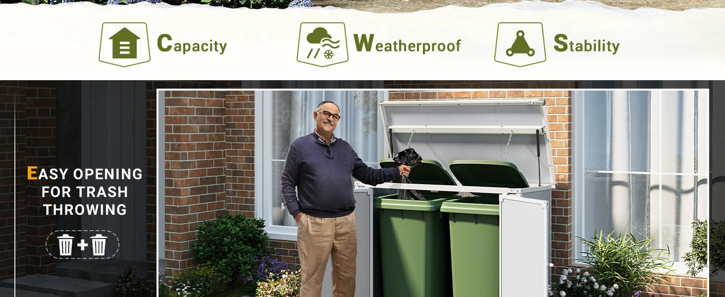 41 Cu Ft Horizontal Outdoor Storage Shed Weatherproof Resin with Floor Gas Spring Lockable Doors