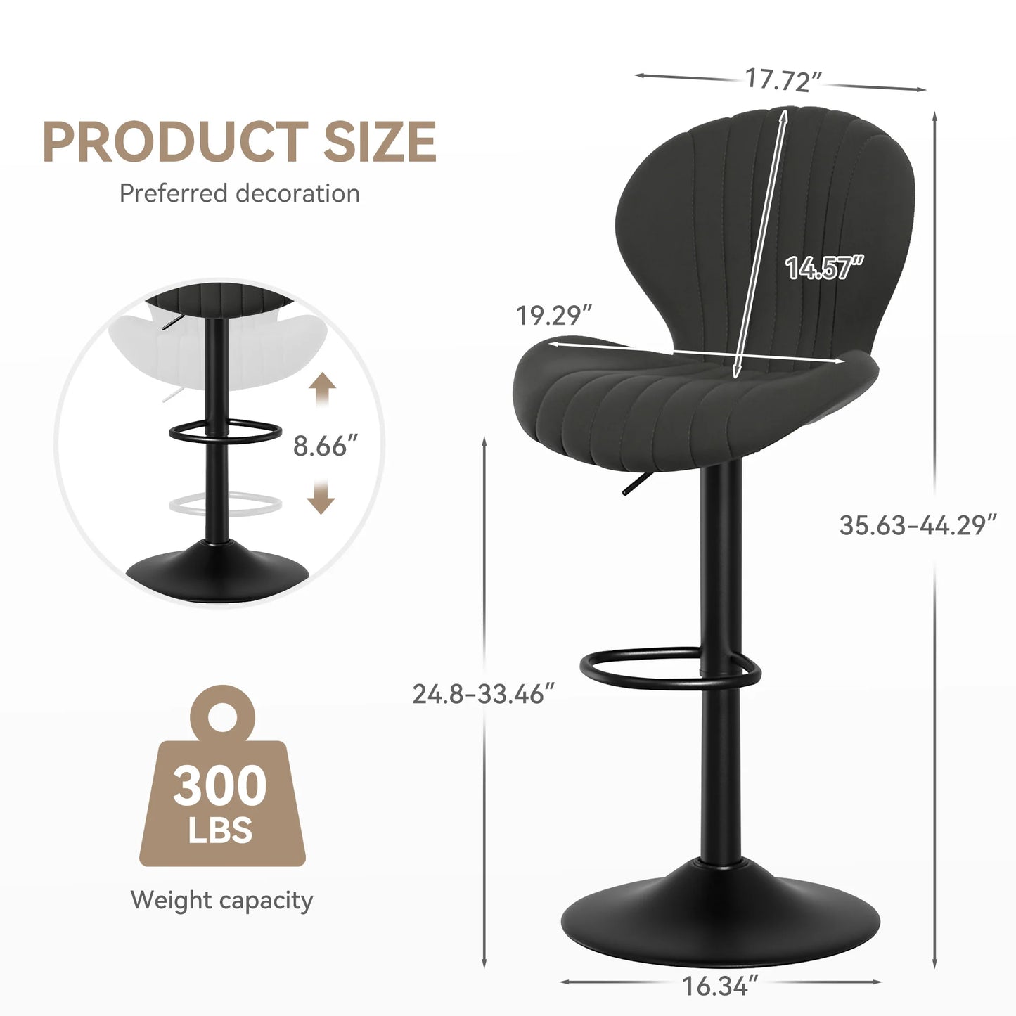 Living Room Chairs 2 Pcs Set Luxury Modern Adjustable Stool - Cheerful Home Finds