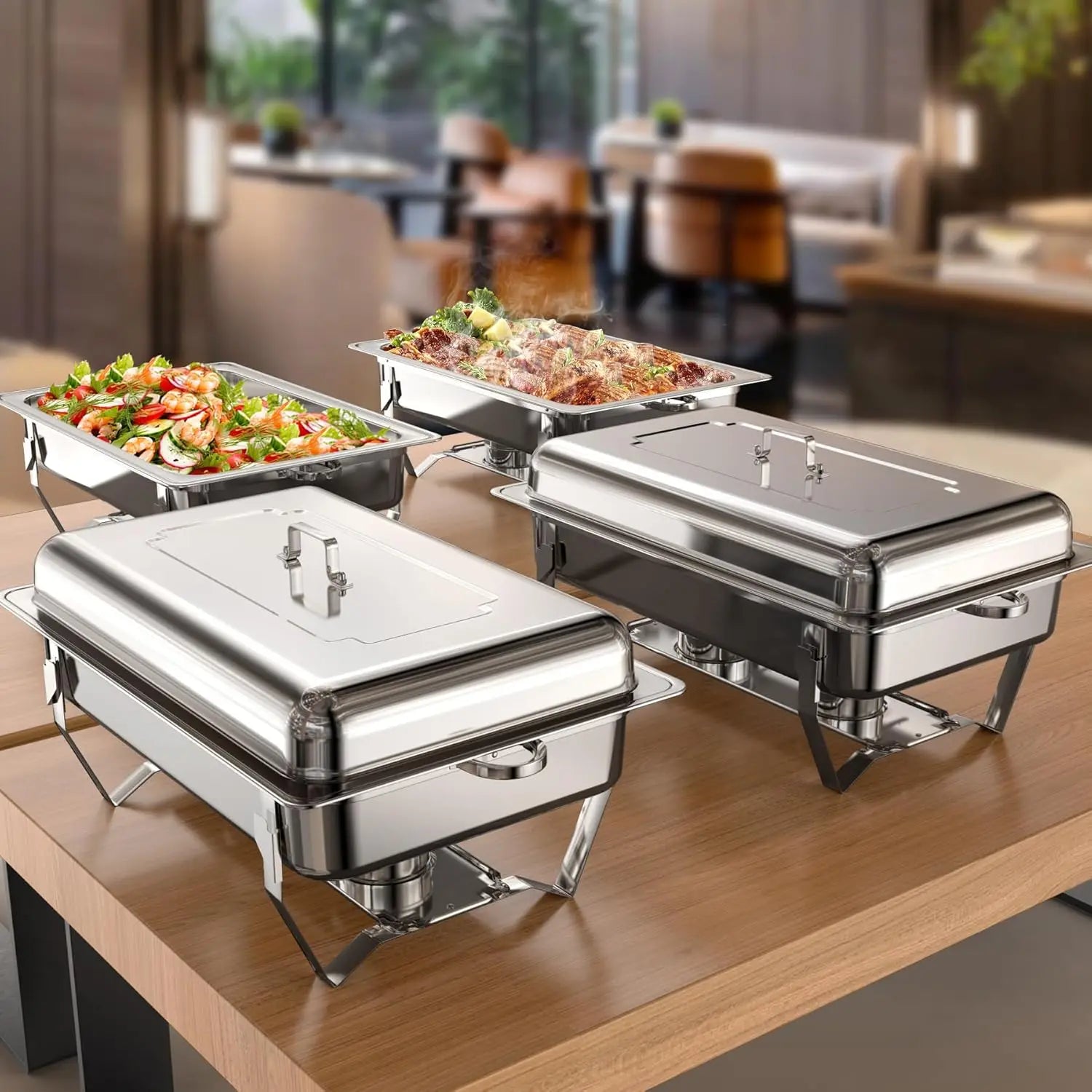 2/4/6 Pack 8QT Chafing Dish Buffet Set Stainless Steel Food Warmer Kit - Cheerful Home Finds