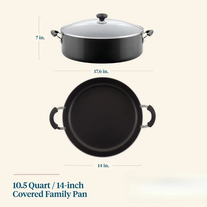 Nonstick Family Pan Jumbo Cooker with Lid 14 Inch Aluminum - Cheerful Home Finds