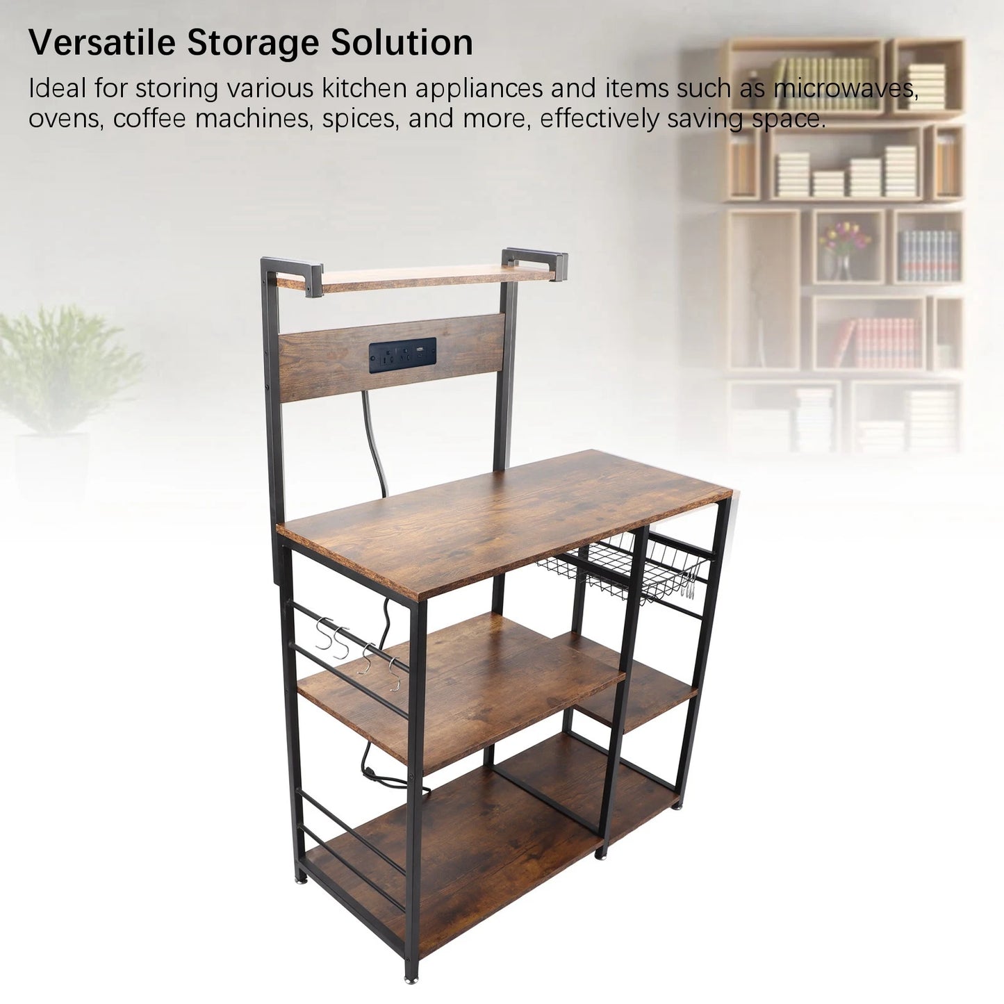 Kitchen Utility Storage Shelf Microwave Oven Stand Coffee Bar Station Rust Resistant Strong Load Bearing Multi Tier for Spices - Cheerful Home Finds
