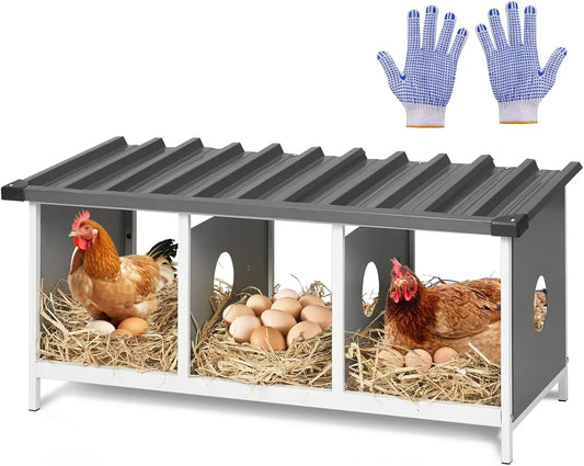 3 Compartments Nesting Box for Hens Metal Egg Laying Nest - Cheerful Home Finds