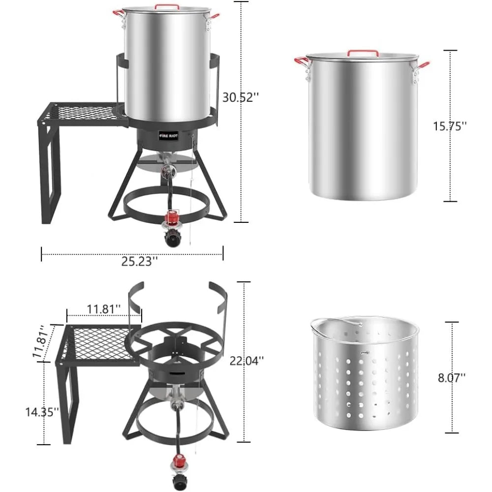 30Qt Turkey Fryer With Basket Outdoor Propane Deep Fryer - Cheerful Home Finds