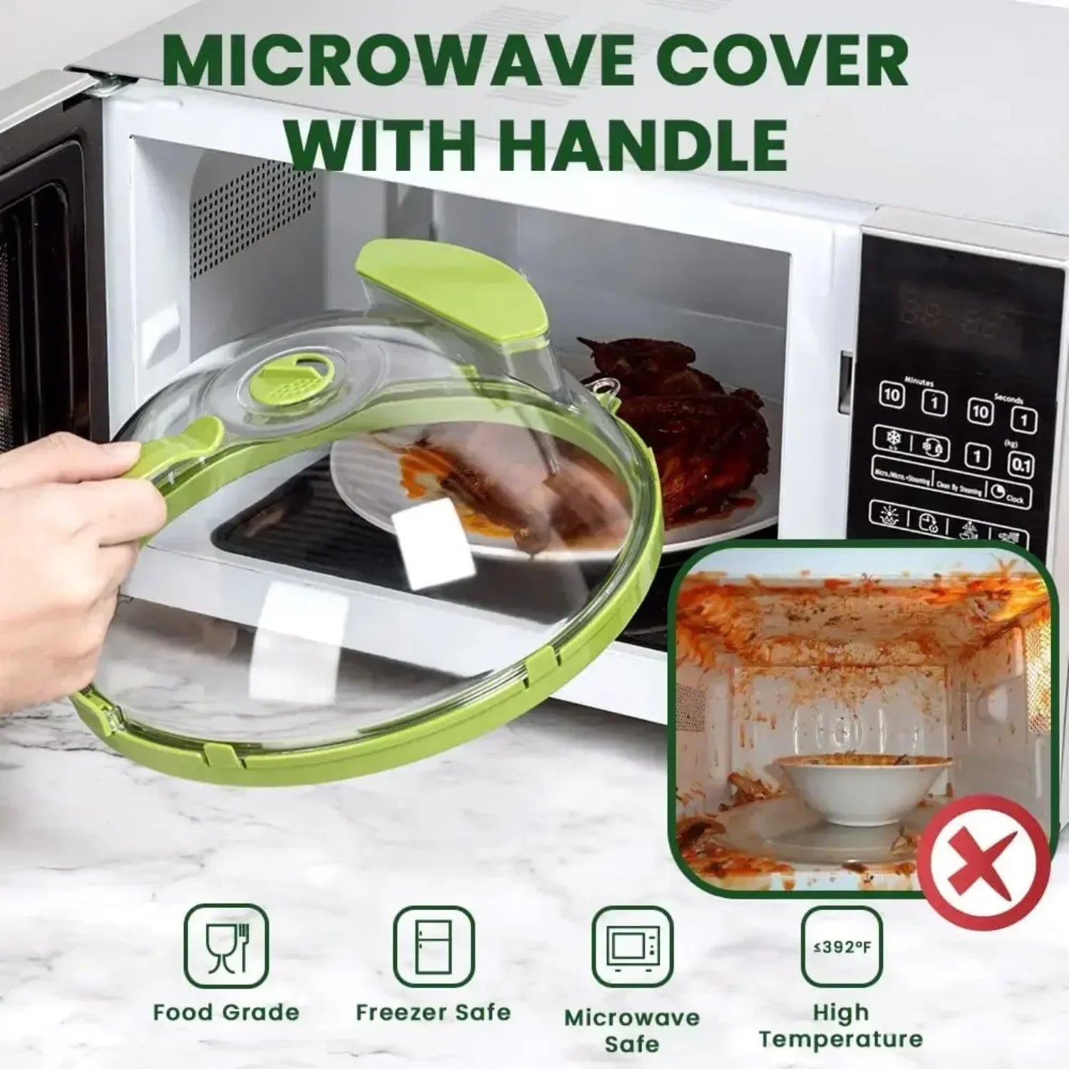 10-Inch Microwave Splatter Cover Clear Plastic Heat Resistant - Cheerful Home Finds