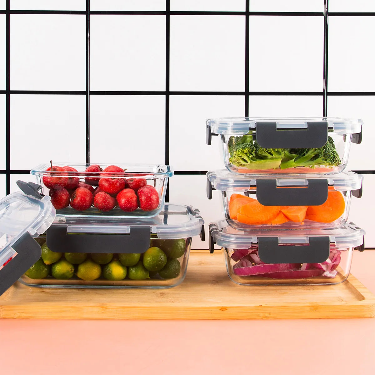 8-Piece Glass Food Storage Containers Set, BPA-Free, Leakproof - Cheerful Home Finds