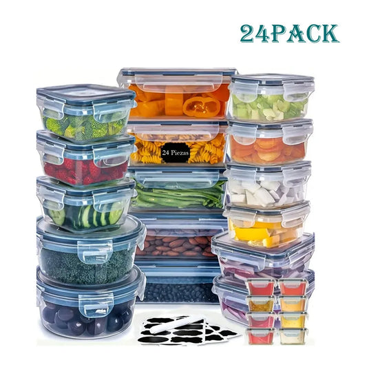 24pcs Kitchen Storage Container Set - Dishwasher Safe Bins - Cheerful Home Finds