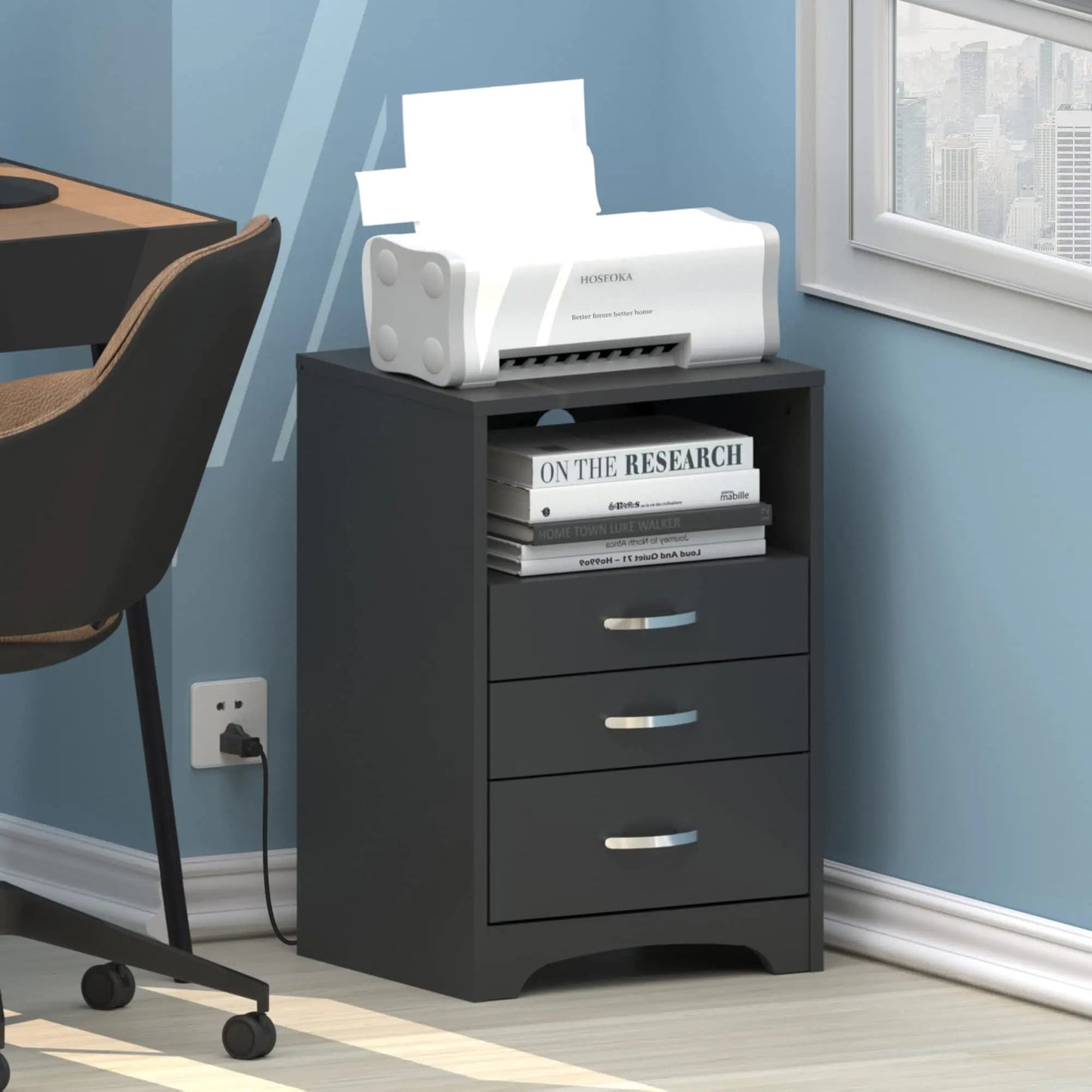 Vabches Nightstand Set of 2 with Charging Station and 3 Drawers - Cheerful Home Finds