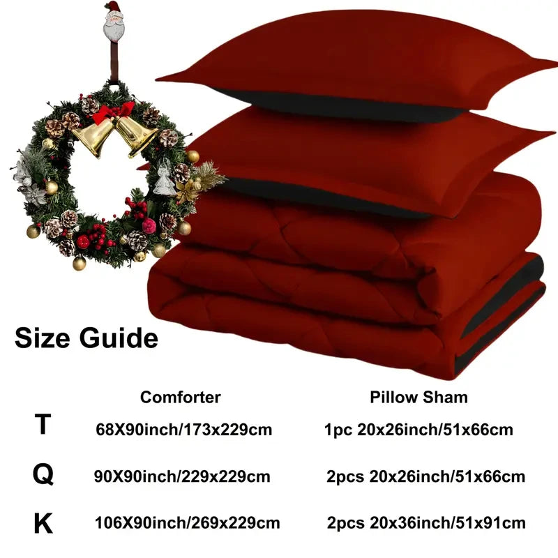 2/3pcs Reversible Comforter Bedding Set Queen King Size - Cheerful Home Finds