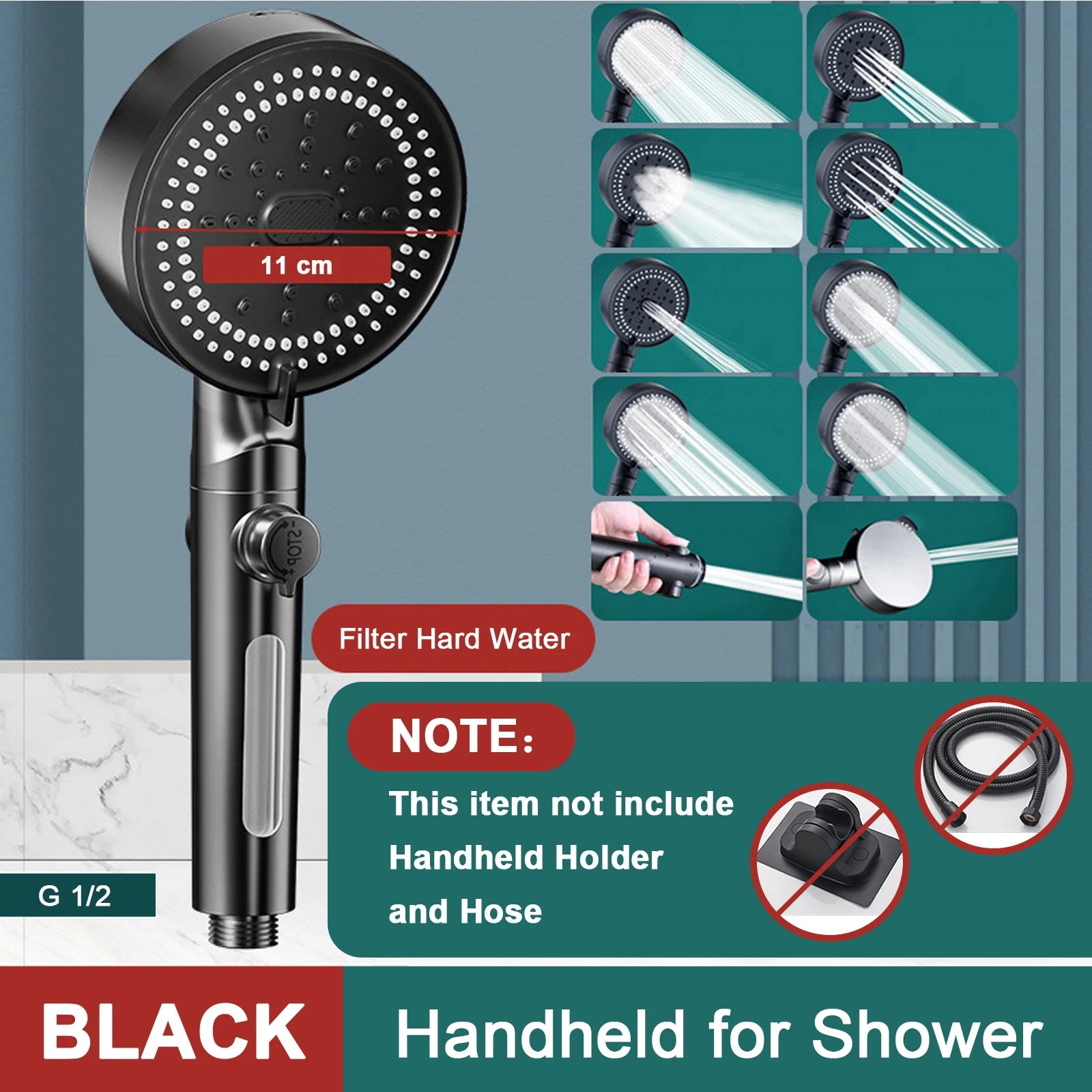 10 Modes Handheld High-Pressure Water Saver Showerhead - Cheerful Home Finds