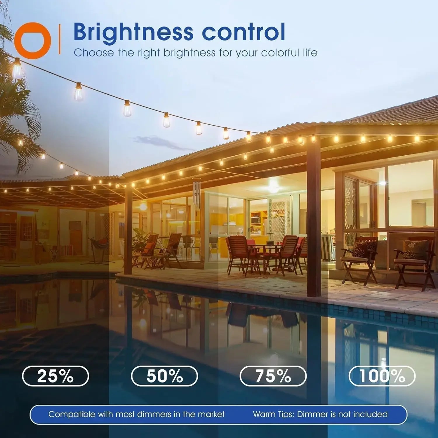 150FT LED Outdoor String Lights Waterproof Shatterproof Bulbs - Cheerful Home Finds