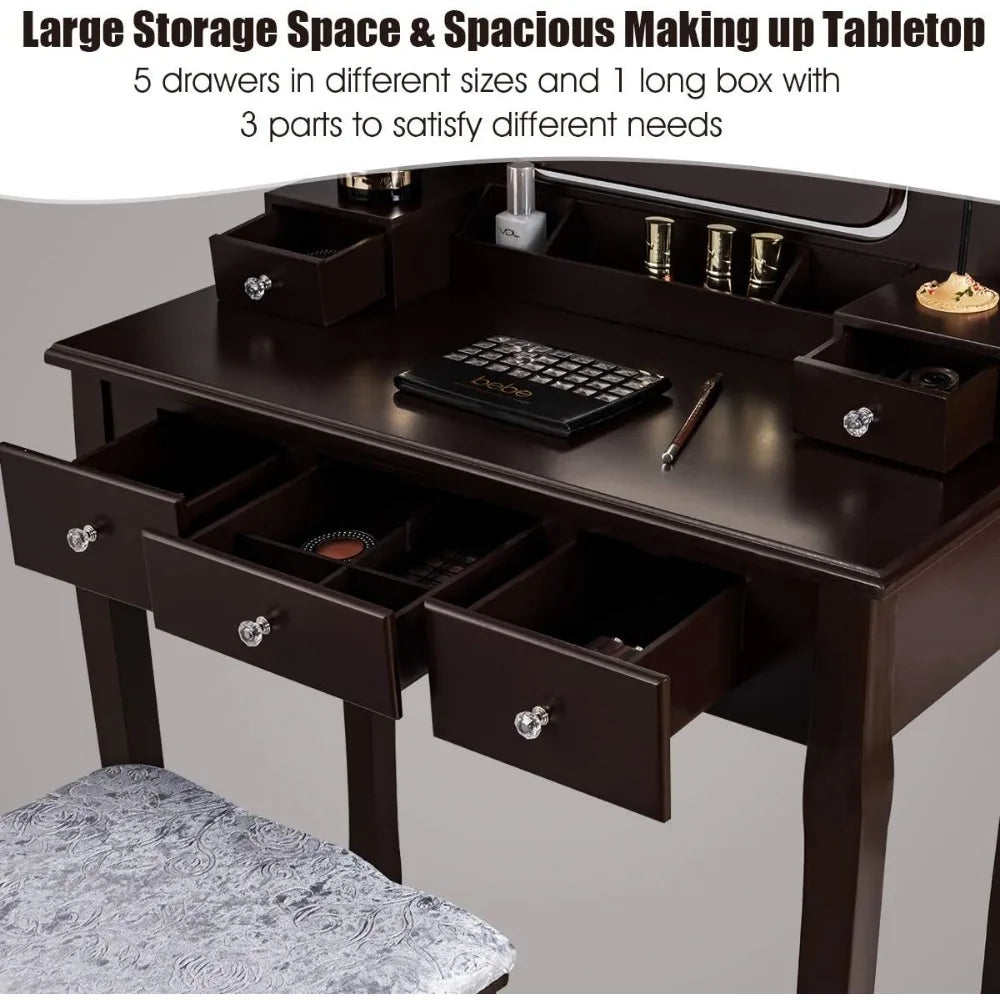 Vanity Set with 10 Dimming Light Bulbs and Organizers - Cheerful Home Finds