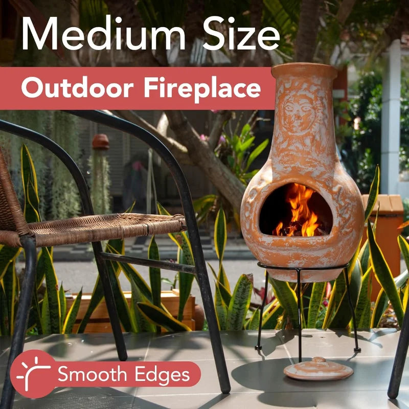 Medium Chiminea Outdoor Fireplace Clay Chimineas Yellow Terracotta - Cheerful Home Finds